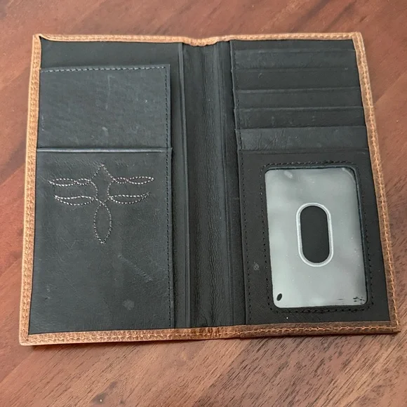 Justin Men’s Jr Rodeo Brown Tan Wallet with Embellishments concho Size slim - Picture 2 of 6